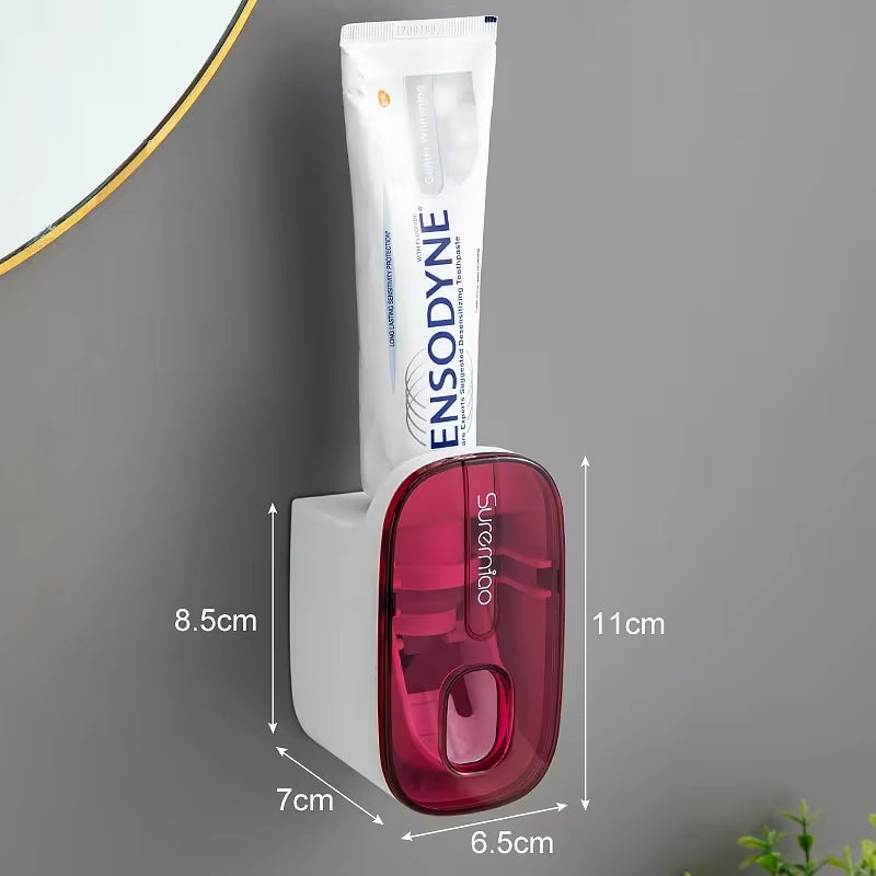 Distributeur automatique de dentifrice et porte-brosse à dents - Accessoire de salle de bain mural