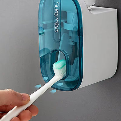 Distributeur automatique de dentifrice et porte-brosse à dents - Accessoire de salle de bain mural