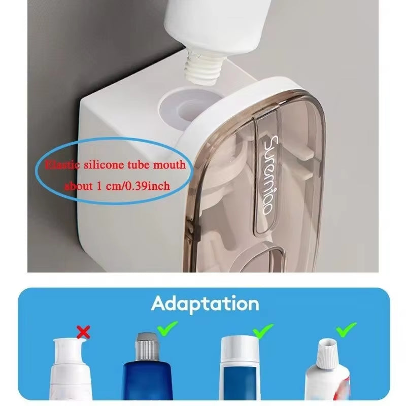 Distributeur automatique de dentifrice et porte-brosse à dents - Accessoire de salle de bain mural