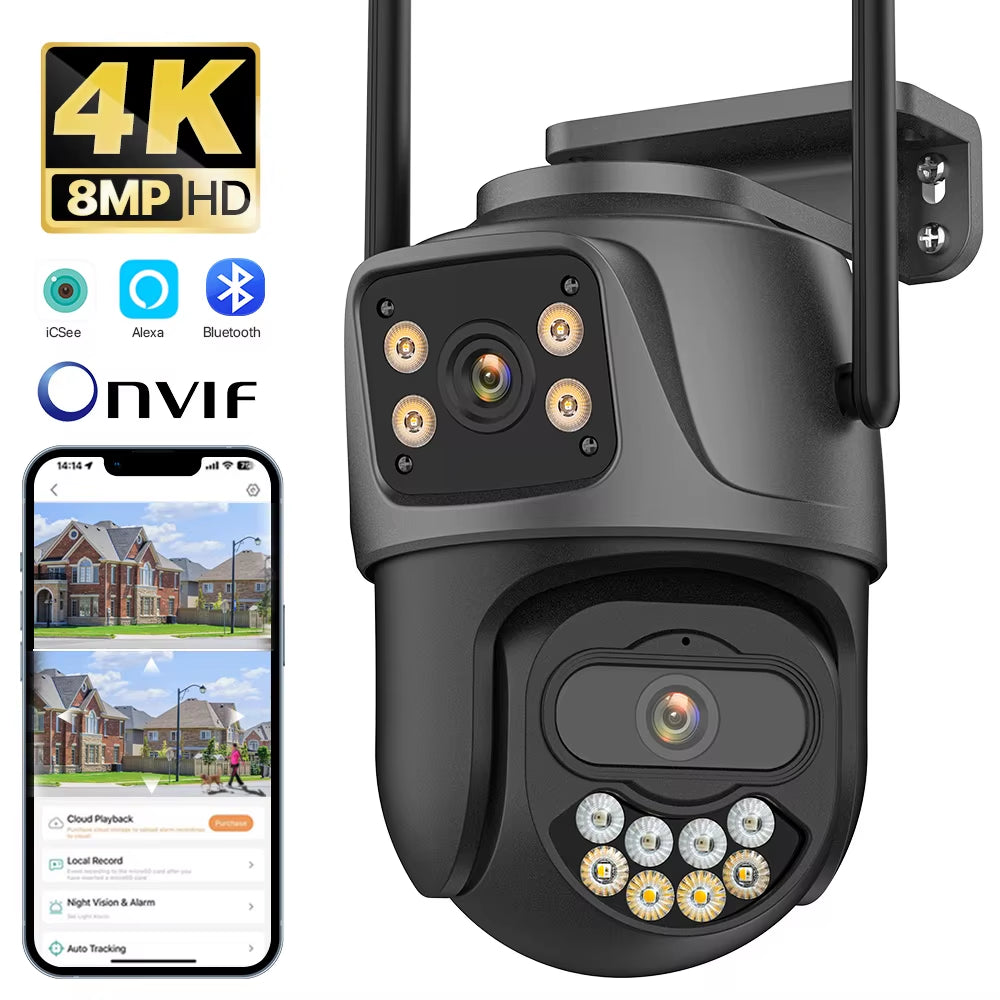 Revolutionary 4K Dual Lens PTZ WiFi Camera - 8MP Outdoor Surveillance with Smart Auto Tracking & Easy P2P Connectivity